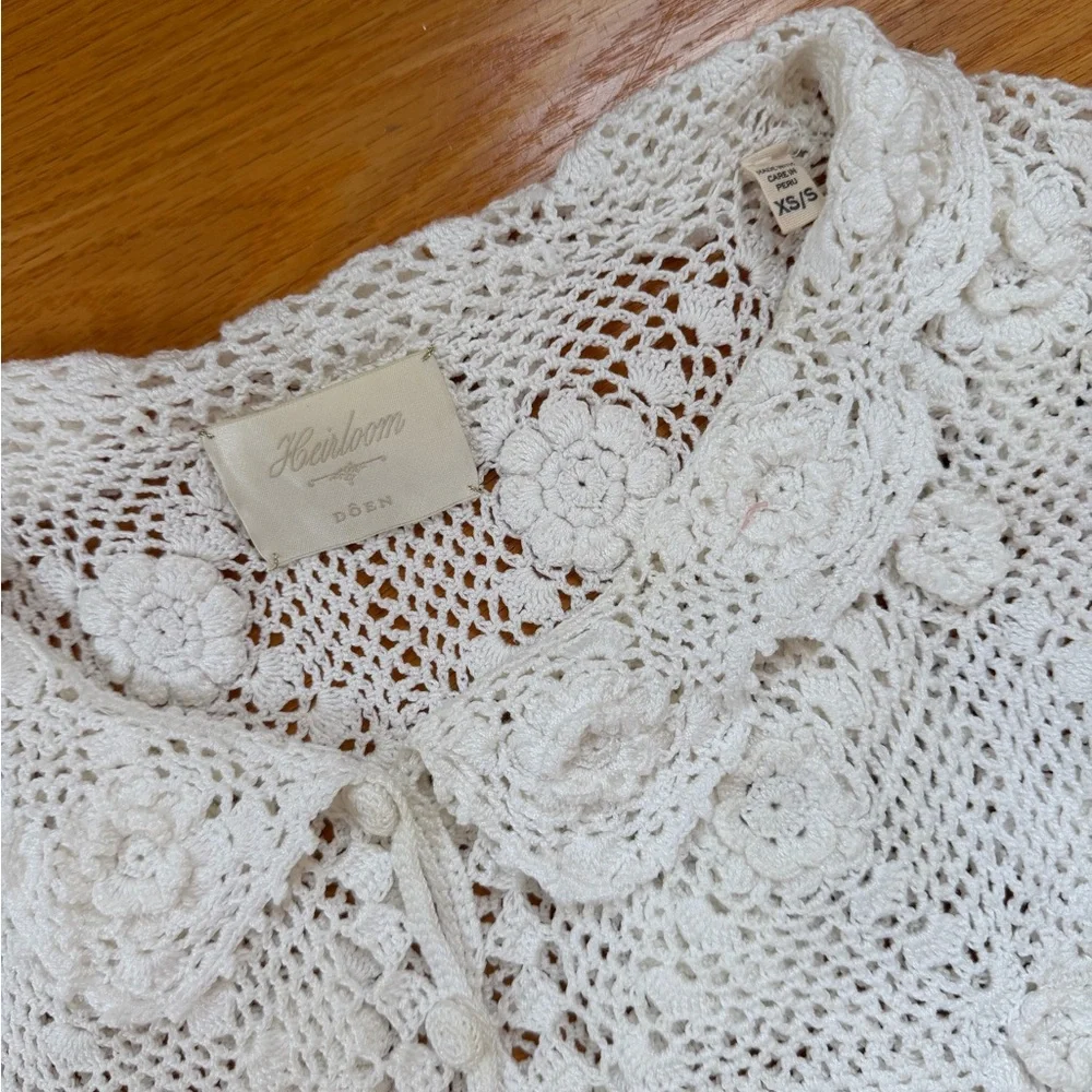 Doen Heirloom Clemente Top Ivory Crochet Floral Top XS/S - Picture 7 of 7